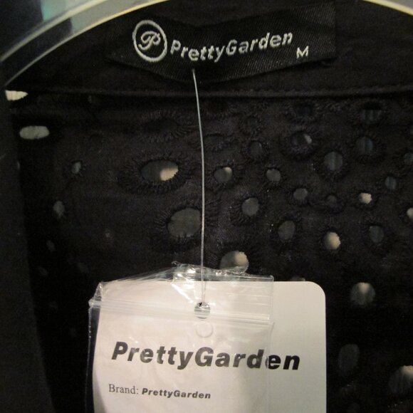 Pretty Garden Women's Lace Sheer Button Down Blouse Long Sleeve Collared W Tags - Picture 4 of 7